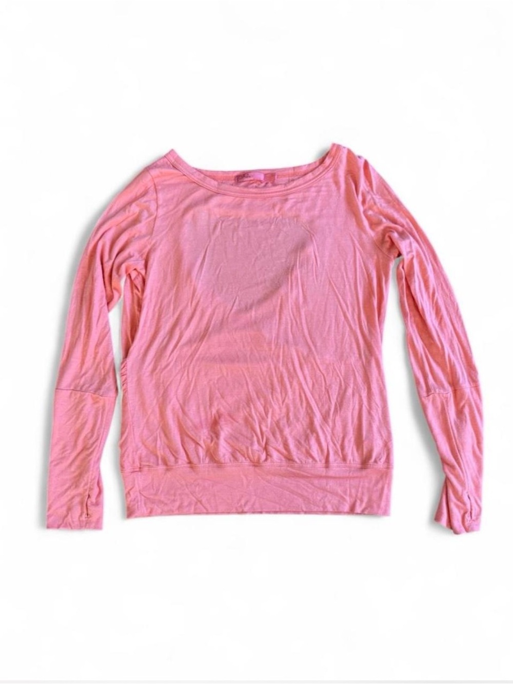 Prana Pink Long-Sleeve Boatneck Tee with back cutout